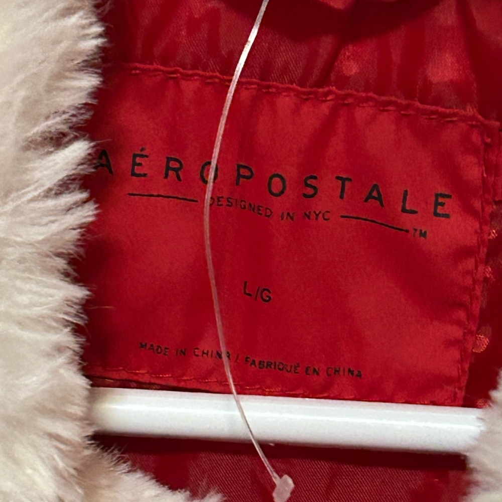 Aeropostale Red Puffer Jacket with Faux Fur - Picture 4 of 5